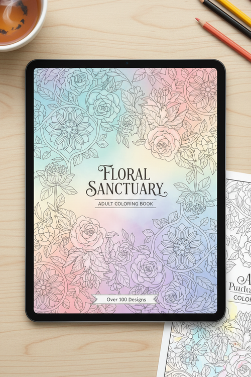 Floral Bliss Adult Coloring eBook Cover